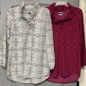 Mud Pie Women's Blouses - Black & Gray & White Size XS. Red & Blue Size Small